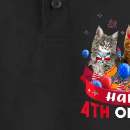 Three Cat Happy 4th Of July Balloon Lover Independence Day Dry Zone Grid Performance Polo