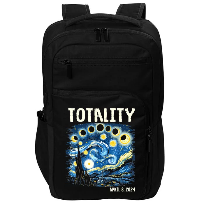 Tabby Cats Howling At Solar Eclipse April 8th 2024 Gift Idea Impact Tech Backpack