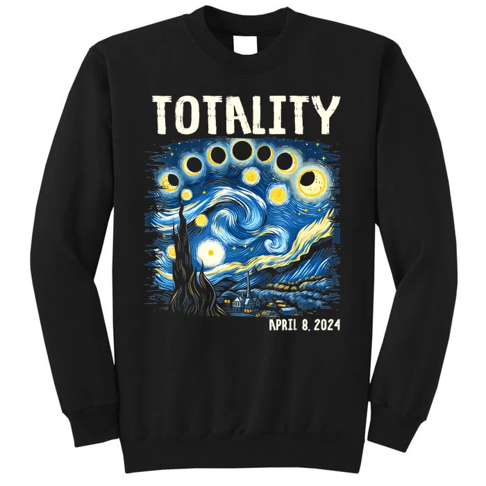 Tabby Cats Howling At Solar Eclipse April 8th 2024 Gift Idea Tall Sweatshirt