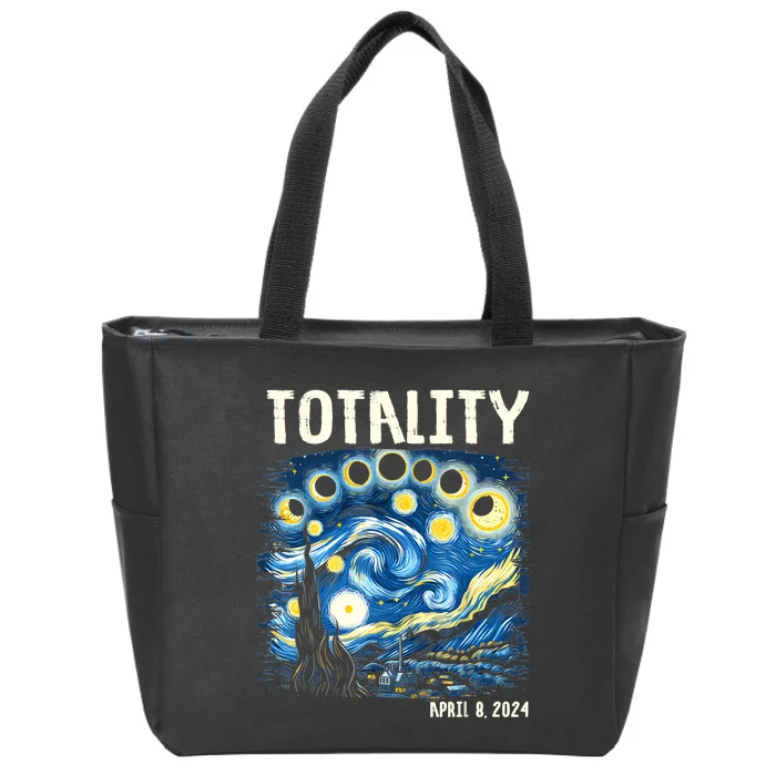 Tabby Cats Howling At Solar Eclipse April 8th 2024 Gift Idea Zip Tote Bag