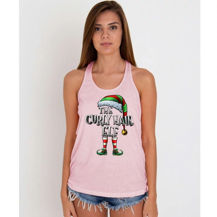 The Curly Hair Elf Matching Family Christmas Curly Hair Elf Meaningful Gift Women's Knotted Racerback Tank