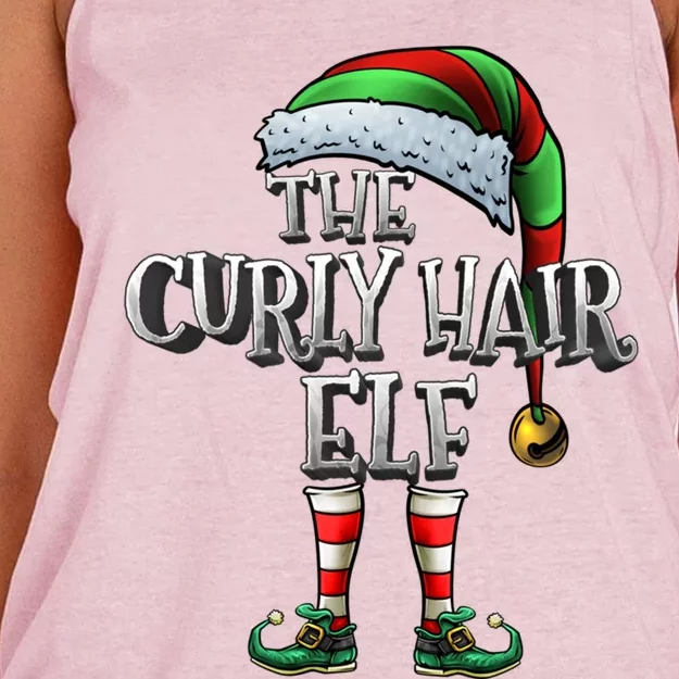 The Curly Hair Elf Matching Family Christmas Curly Hair Elf Meaningful Gift Women's Knotted Racerback Tank