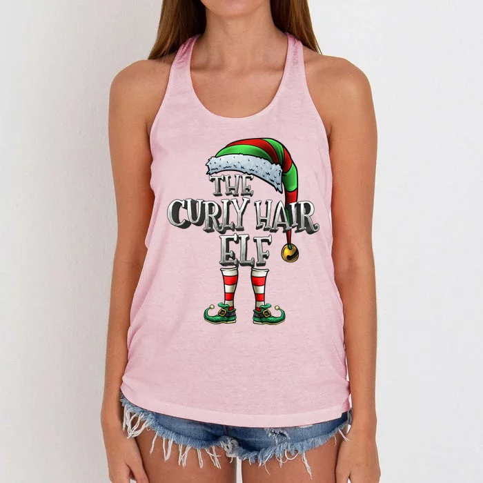 The Curly Hair Elf Matching Family Christmas Curly Hair Elf Meaningful Gift Women's Knotted Racerback Tank