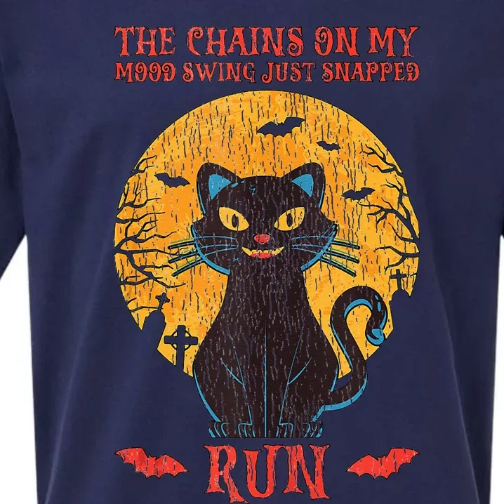 The Chain In My Mood Swing Snapped Run Cat Mom Dad Halloween Sueded Cloud Jersey T-Shirt