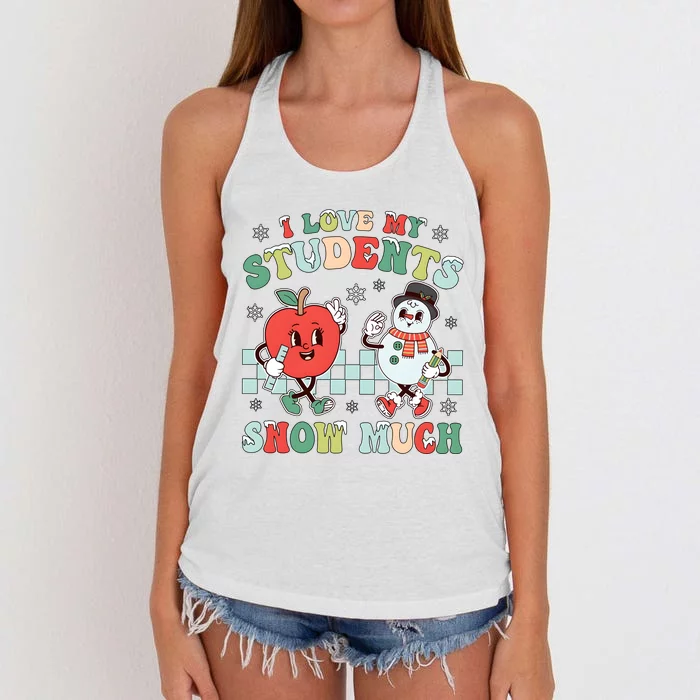 Teacher Christmas I Love My Students Snow Much Women's Knotted Racerback Tank