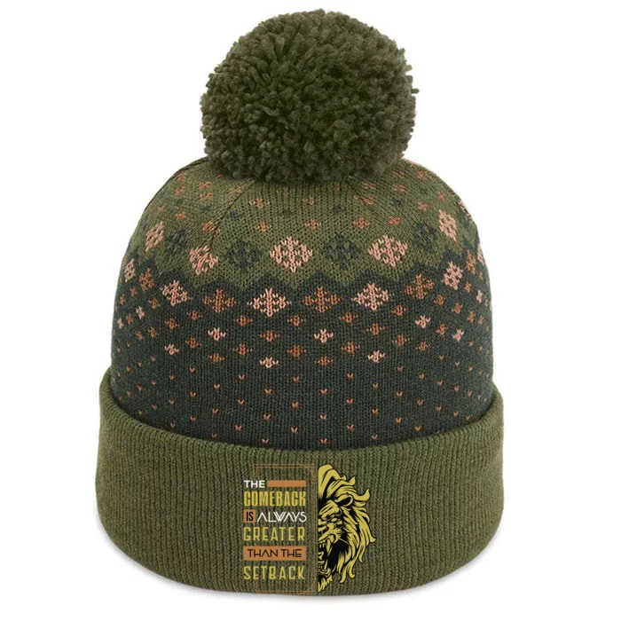 The Comeback Is Always Greater Than The Setback Lion Zoo The Baniff Cuffed Pom Beanie