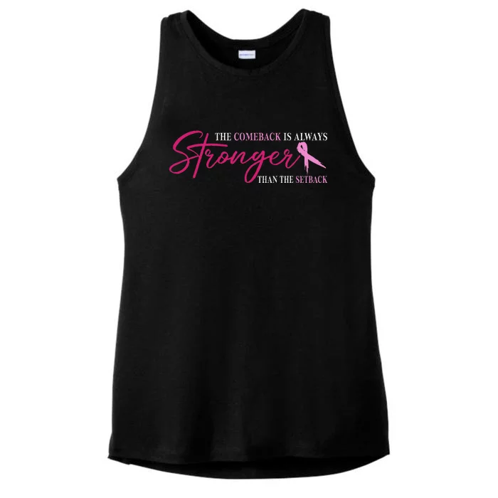 The Comeback Is Always Stronger Than Setback Breast Cancer Ladies Tri-Blend Wicking Tank