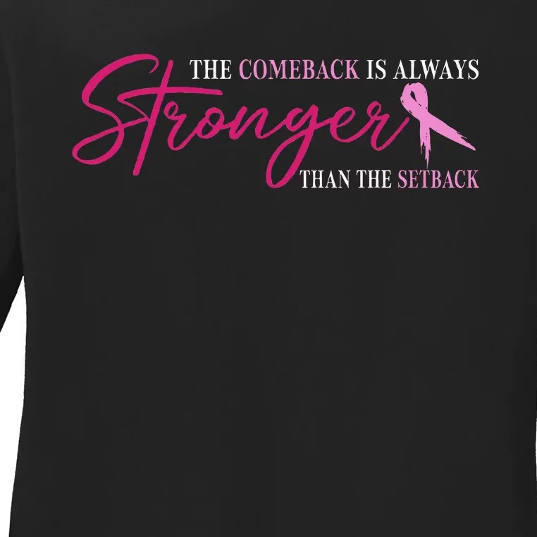 The Comeback Is Always Stronger Than Setback Breast Cancer Ladies Long Sleeve Shirt