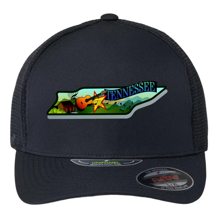 Tennessee Cartoon Illustration Flexfit Unipanel Trucker Cap