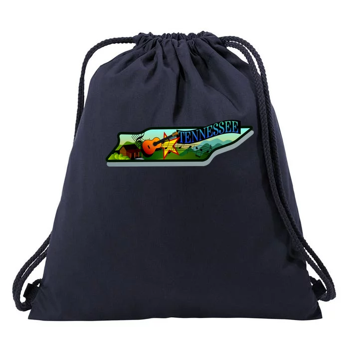 Tennessee Cartoon Illustration Drawstring Bag