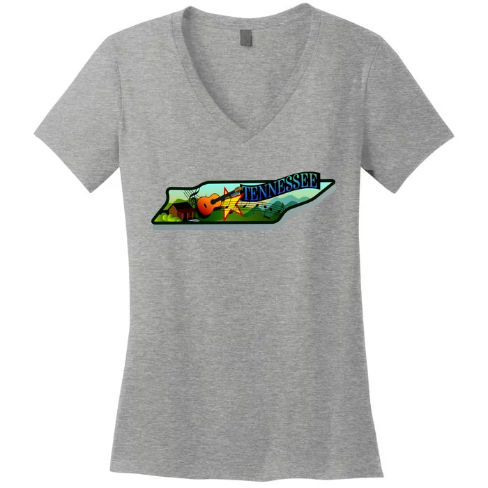 Tennessee Cartoon Illustration Women's V-Neck T-Shirt