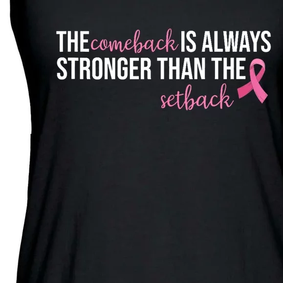 The Comeback Is Always Stronger Than Setback Breast Cancer Ladies Essential Flowy Tank