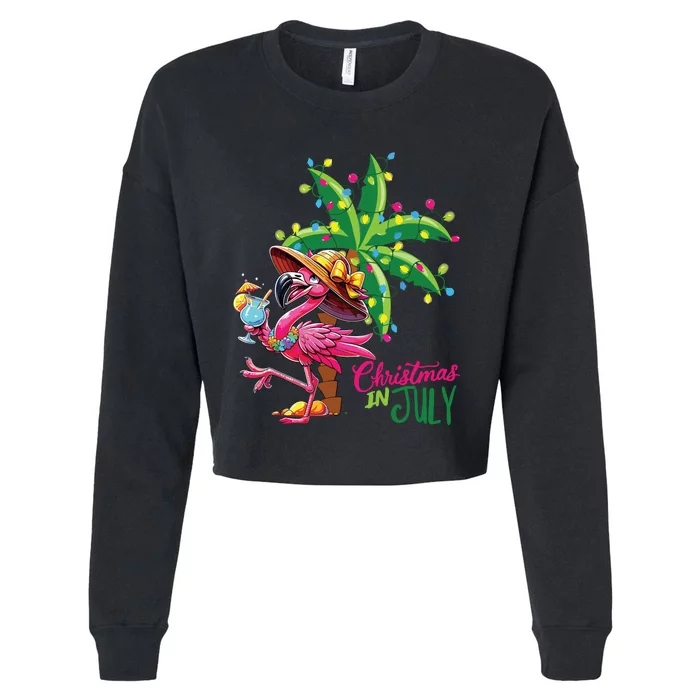 Tropical Christmas In July Cropped Pullover Crew