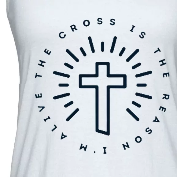 The Cross Is The Reason Im Alive Christian Ladies Essential Flowy Tank