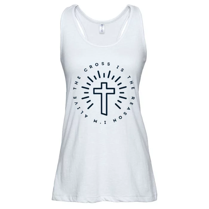 The Cross Is The Reason Im Alive Christian Ladies Essential Flowy Tank