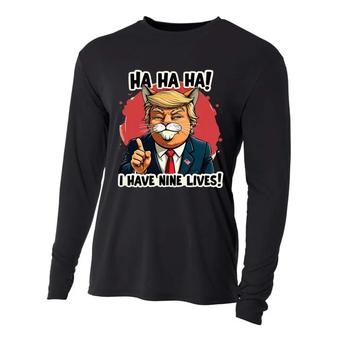 Trump Cat I Have Nine LivesTrump For Halloween 24 Cooling Performance Long Sleeve Crew