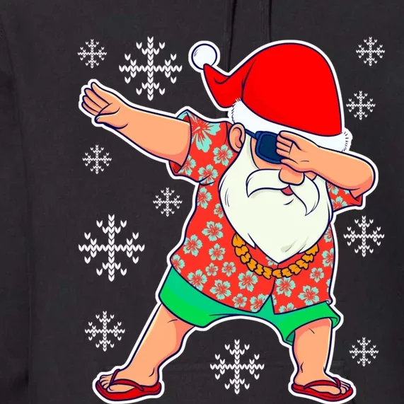 Tropical Christmas In July Dabbing Santa Christmas Summer Tropical Hawaiian Xmas Premium Hoodie