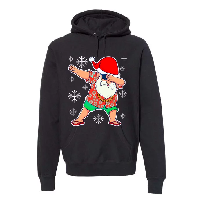 Tropical Christmas In July Dabbing Santa Christmas Summer Tropical Hawaiian Xmas Premium Hoodie