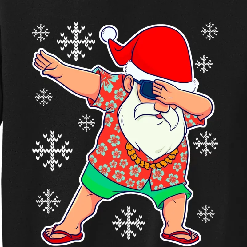 Tropical Christmas In July Dabbing Santa Christmas Summer Tropical Hawaiian Xmas Tall Sweatshirt