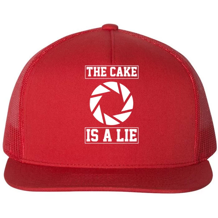 The Cake Is A Lie Flat Bill Trucker Hat