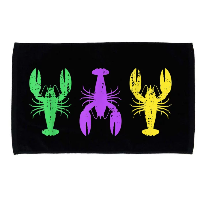 Three crawfish in Mardi Gras flag colors New Orleans Microfiber Hand Towel