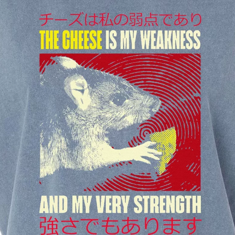 The Cheese Is My Weakness And My Very Strength Rat Japanese Garment-Dyed Women's Muscle Tee