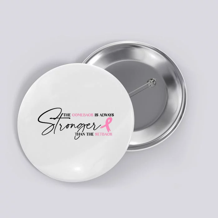 The Comeback Is Always Stronger Than The Setback Breast Cancer Survivor Button