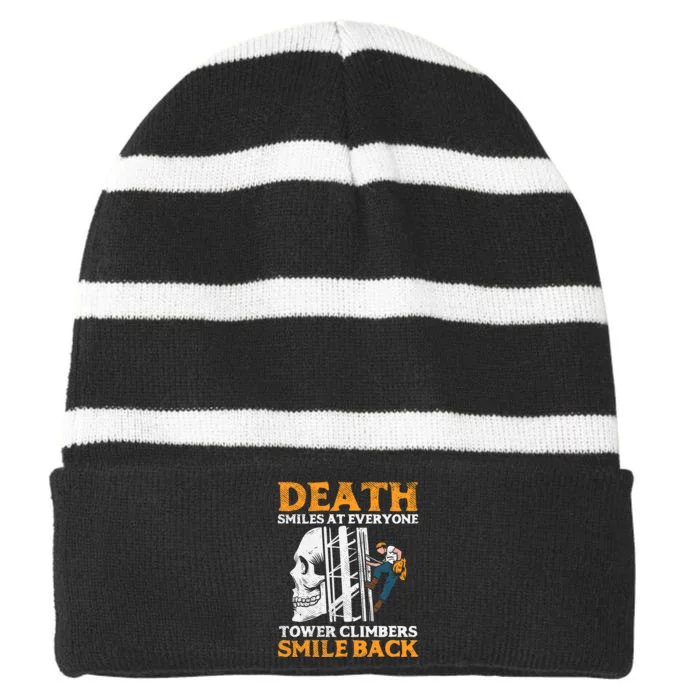 Tower Climber, Industrial Climber Striped Beanie with Solid Band