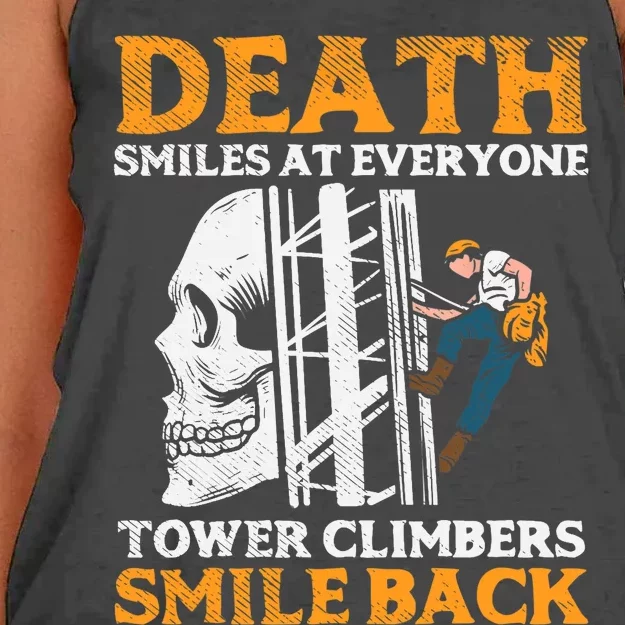 Tower Climber, Industrial Climber Women's Knotted Racerback Tank