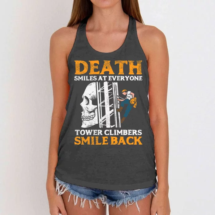 Tower Climber, Industrial Climber Women's Knotted Racerback Tank