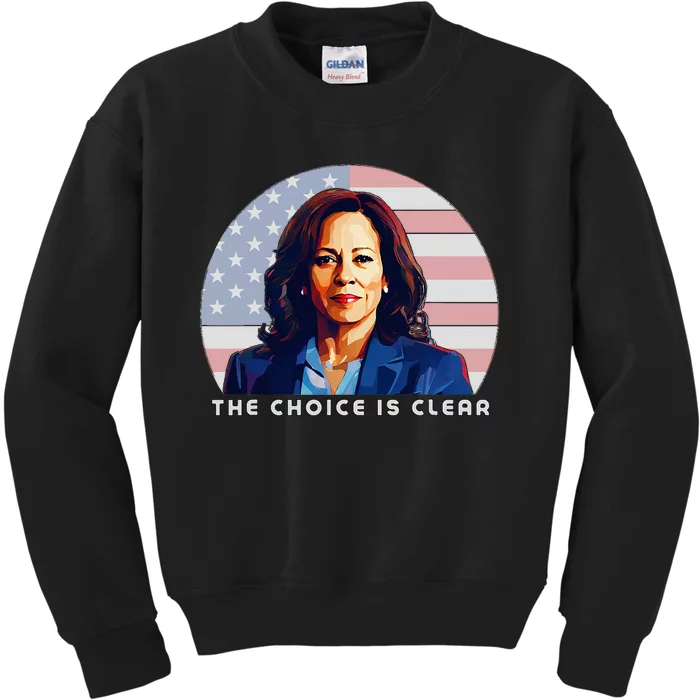 The Choice Is Clear Kamala Harris President 24 Kids Sweatshirt