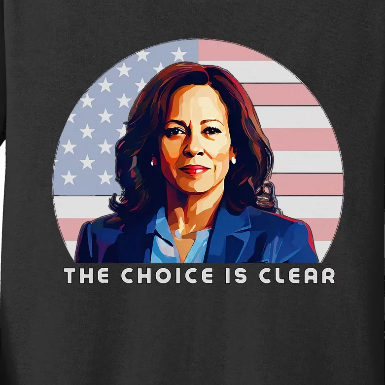 The Choice Is Clear Kamala Harris President 24 Kids Long Sleeve Shirt