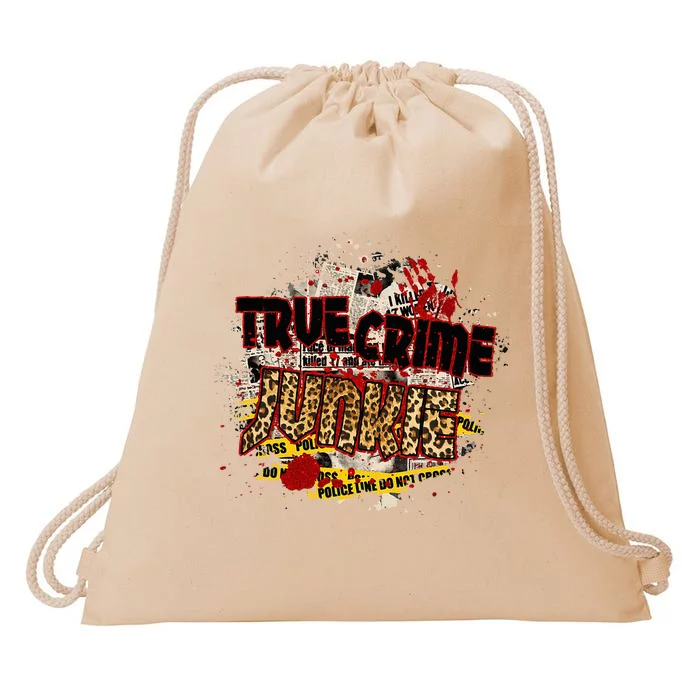 True Crime Junki Leopard Print True Crime Lover Gift Drawstring Bag