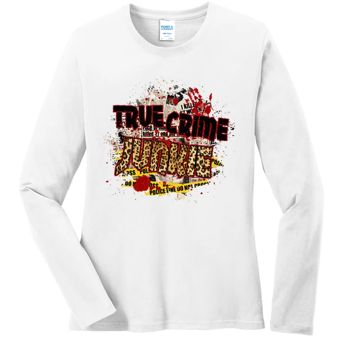 True Crime Junki Leopard Print True Crime Lover Gift Ladies Long Sleeve Shirt