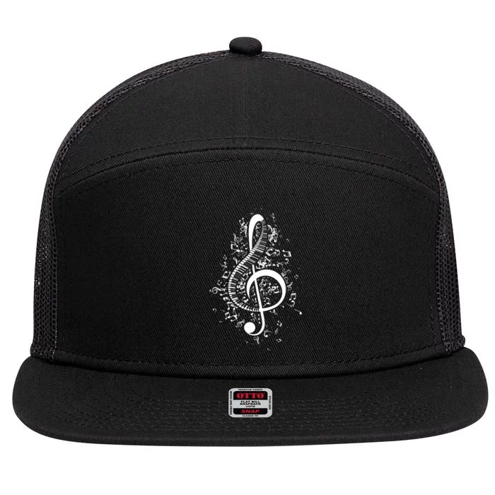 Treble Clef Keys Piano Player Pianist Classical Music 7 Panel Mesh Trucker Snapback Hat