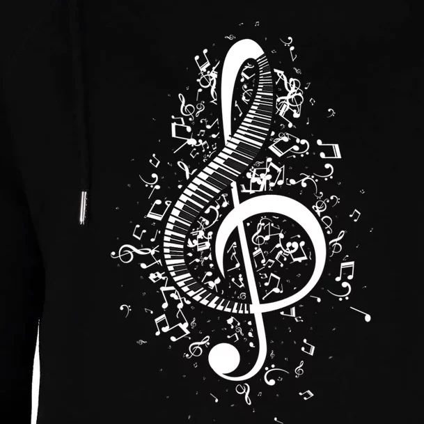 Treble Clef Keys Piano Player Pianist Classical Music Womens Funnel Neck Pullover Hood