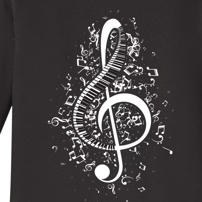 Treble Clef Keys Piano Player Pianist Classical Music Baby Long Sleeve Bodysuit