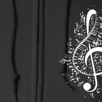 Treble Clef Keys Piano Player Pianist Classical Music Full Zip Hoodie