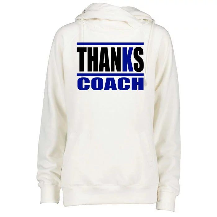 Thanks Coach K Basketball Womens Funnel Neck Pullover Hood