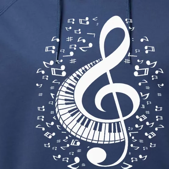 Treble Clef Keyboard Classical Music Notes Pianist Performance Fleece Hoodie