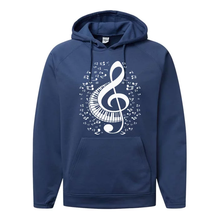 Treble Clef Keyboard Classical Music Notes Pianist Performance Fleece Hoodie