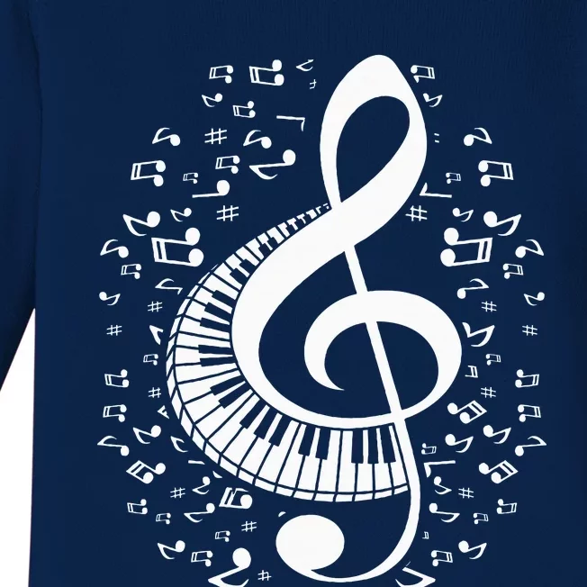 Treble Clef Keyboard Classical Music Notes Pianist Baby Long Sleeve Bodysuit