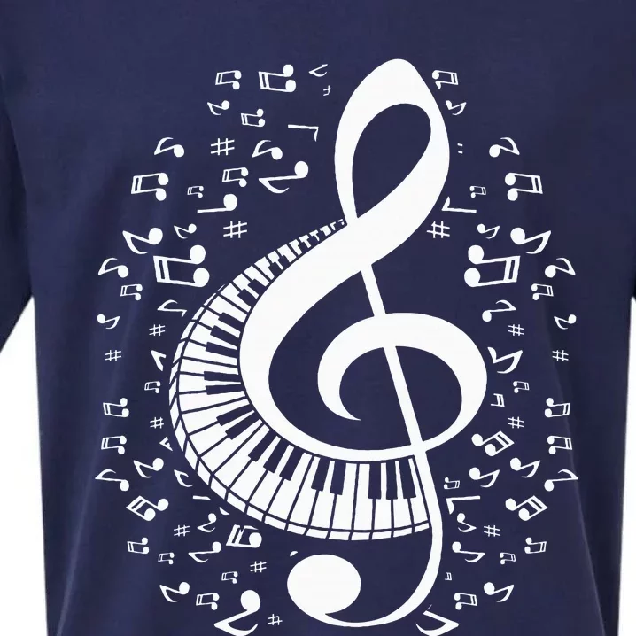 Treble Clef Keyboard Classical Music Notes Pianist Sueded Cloud Jersey T-Shirt