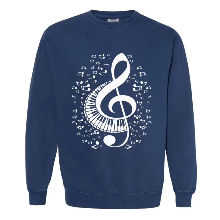 Treble Clef Keyboard Classical Music Notes Pianist Garment-Dyed Sweatshirt