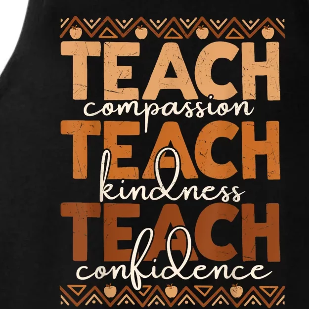 Teach Compassion Kindness Confidence Africa Black Teacher Ladies Tri-Blend Wicking Tank