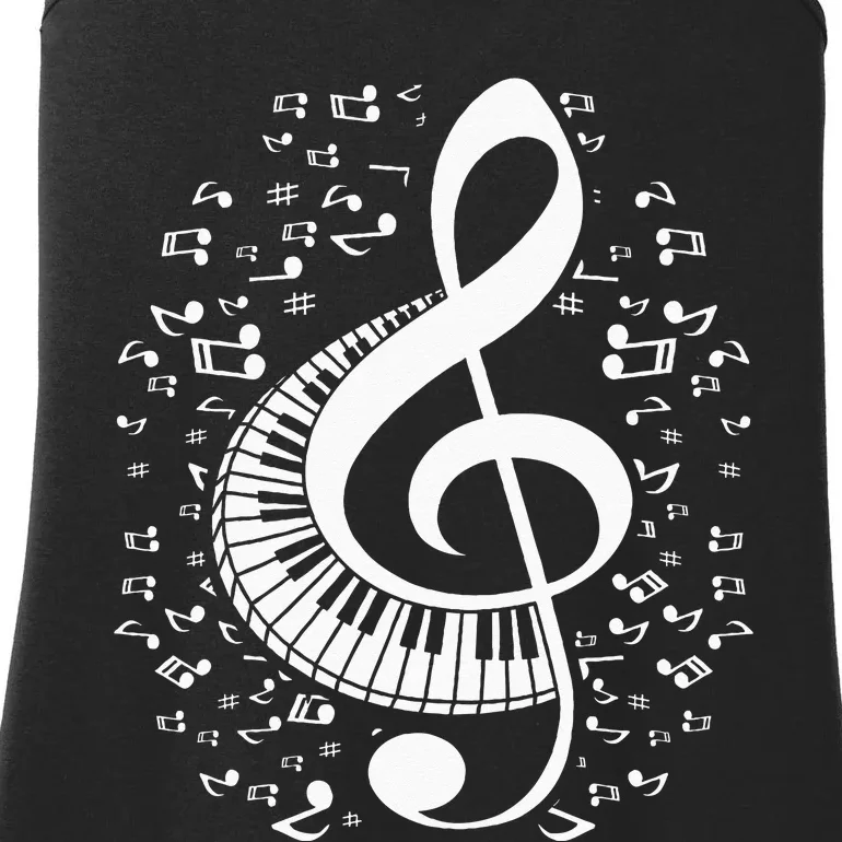 Treble Clef Keyboard Classical Music Notes Pianist Piano Ladies Essential Tank