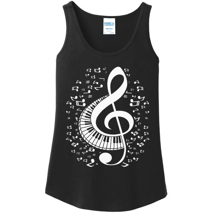 Treble Clef Keyboard Classical Music Notes Pianist Piano Ladies Essential Tank