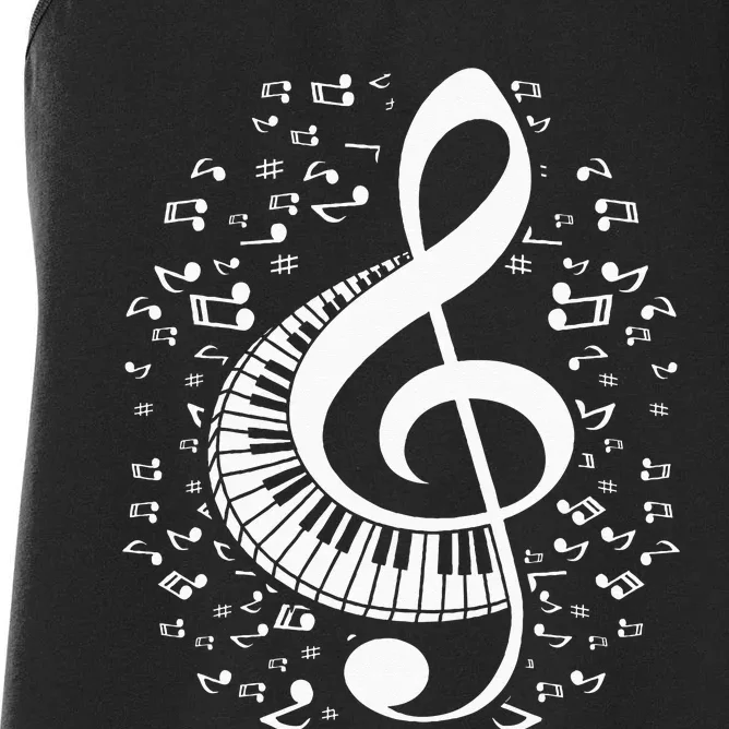 Treble Clef Keyboard Classical Music Notes Pianist Piano Women's Racerback Tank