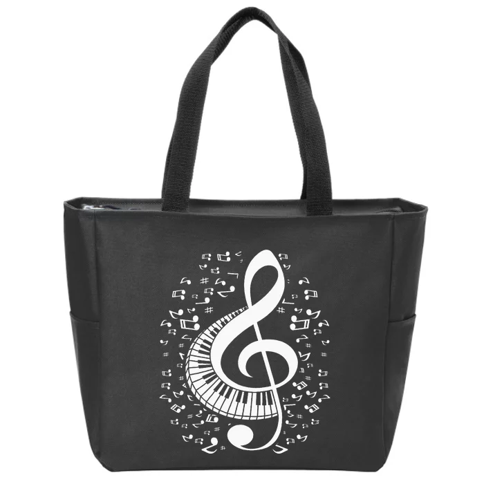 Treble Clef Keyboard Classical Music Notes Pianist Piano Zip Tote Bag