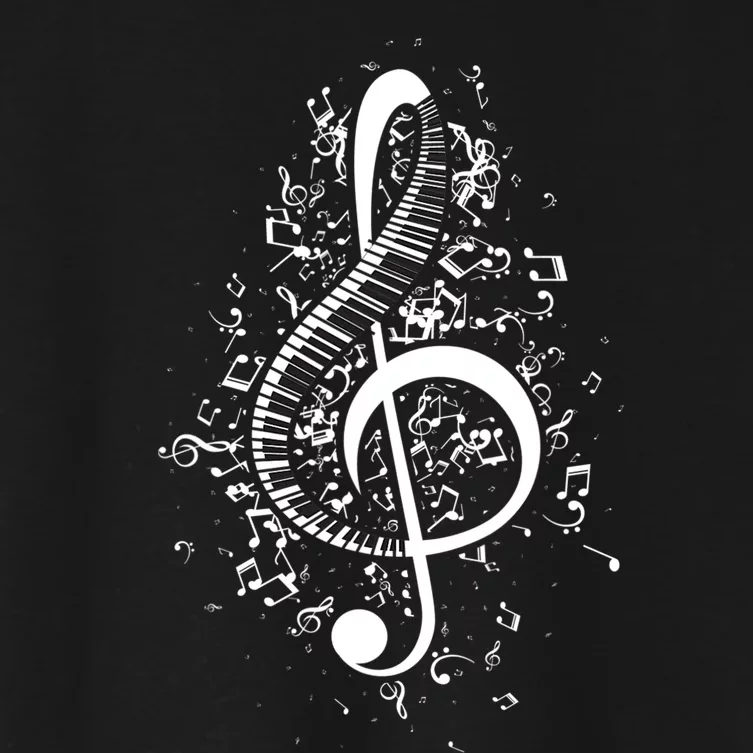 Treble Clef Keys Piano Player Pianist Classical Music Women's Crop Top Tee